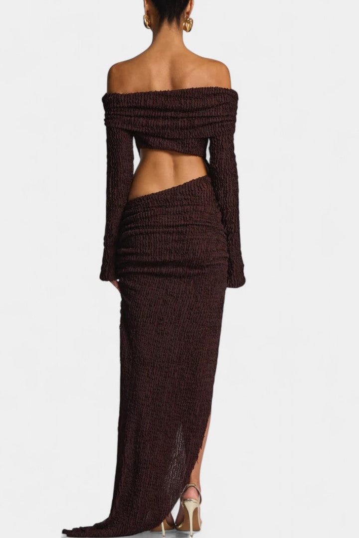 Fiammetta Robe Maxi Ruchée avec Découpe et Fente Haute