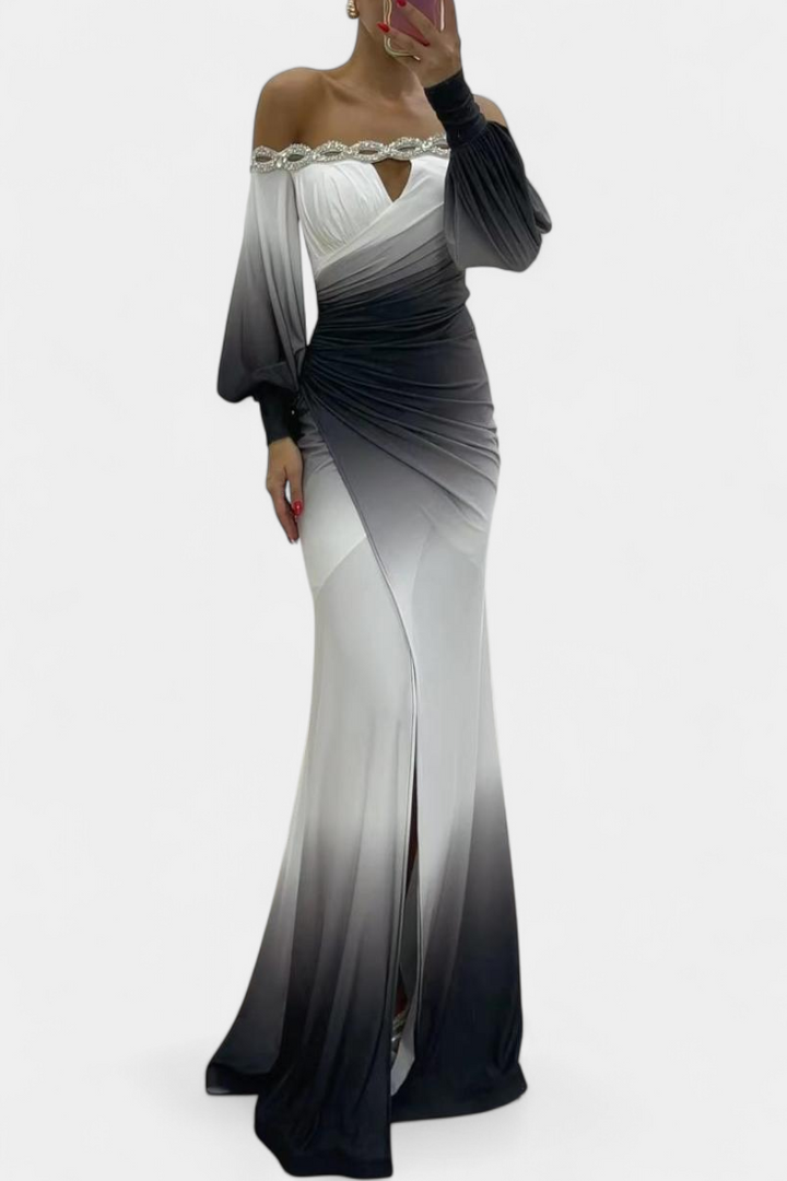 Robe Maxi Julitta Ombre avec Épaules Dégagées