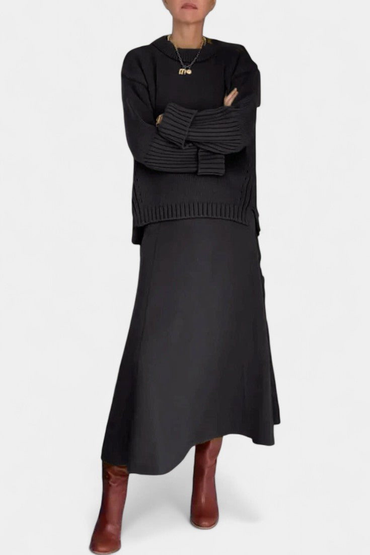 Patricia Ensemble de Pull Col Montant et Jupe Maxi
