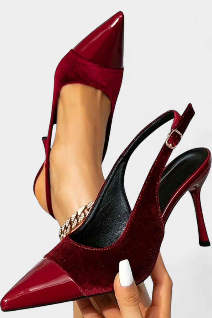 Candice Talons Stiletto en Velours avec Patchwork