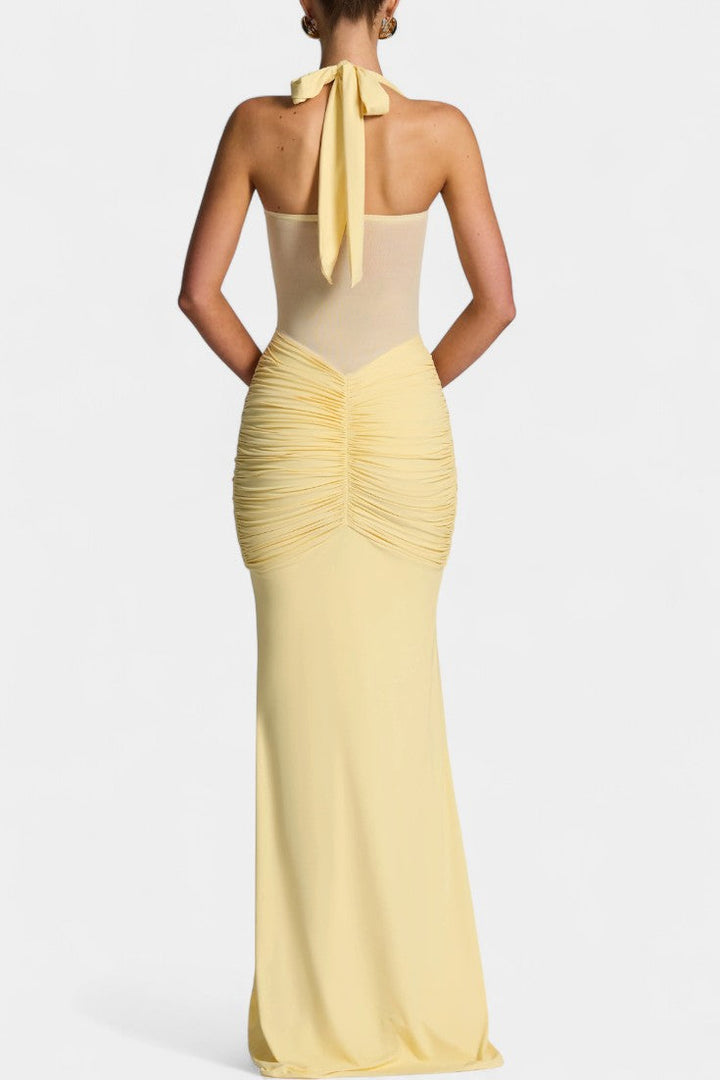 Florian Robe Maxi avec Décolleté Halter et Silhouette Sirène