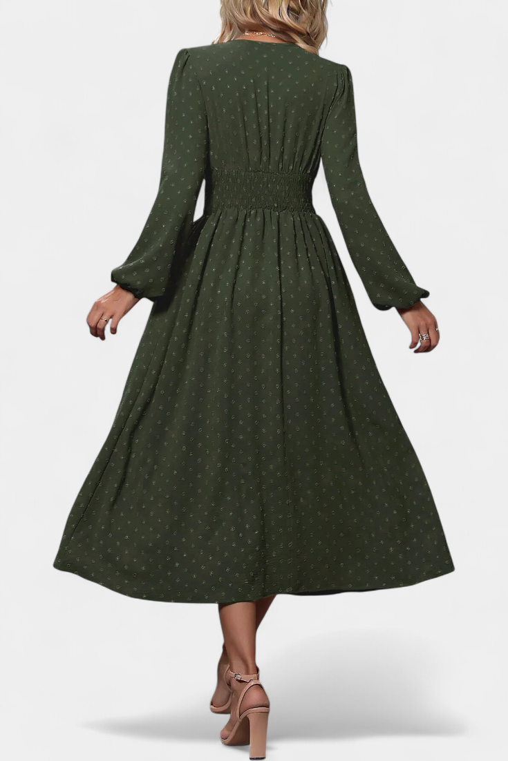 Faela Robe Midi de Bureau à Pois Suisses