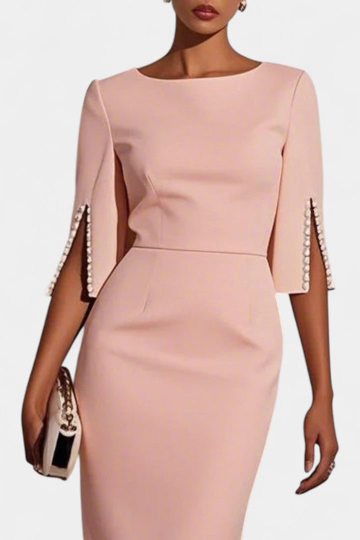 Robe Midi Reece avec Perles et Col Rond