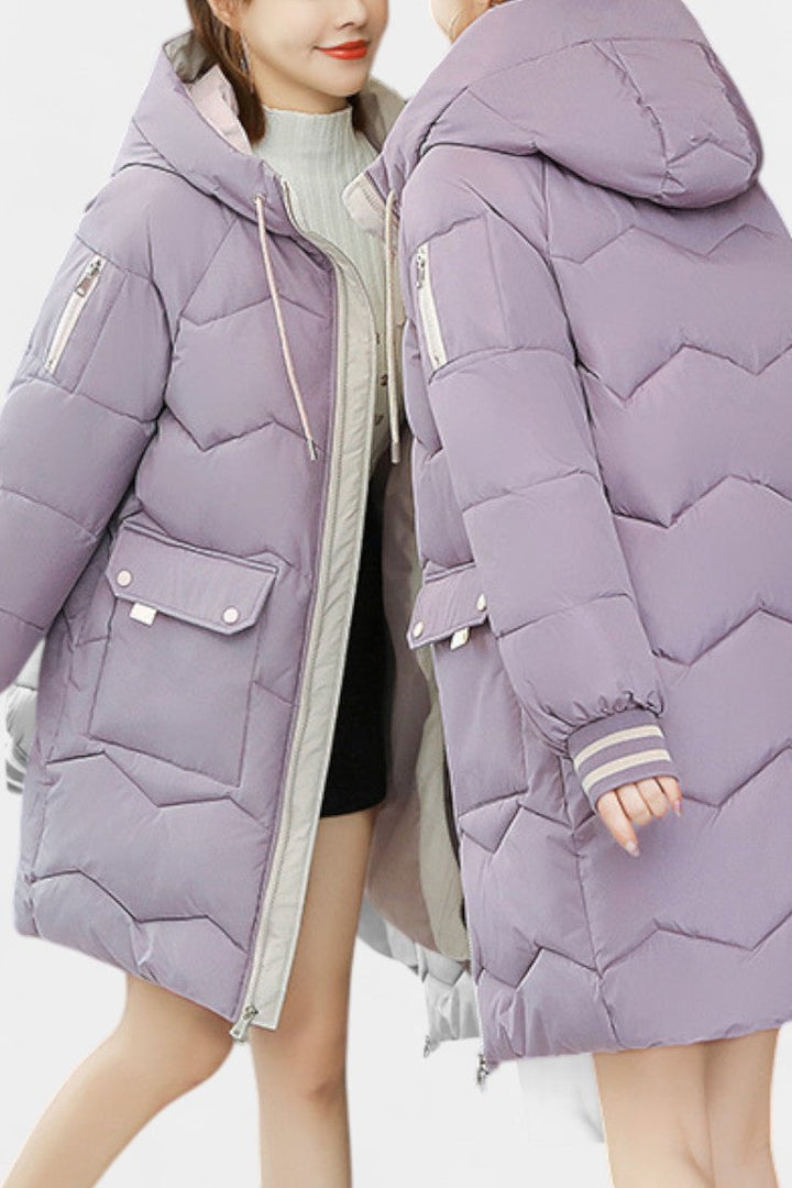 Belle Veste d'Hiver avec Fermeture Éclair et Capuche