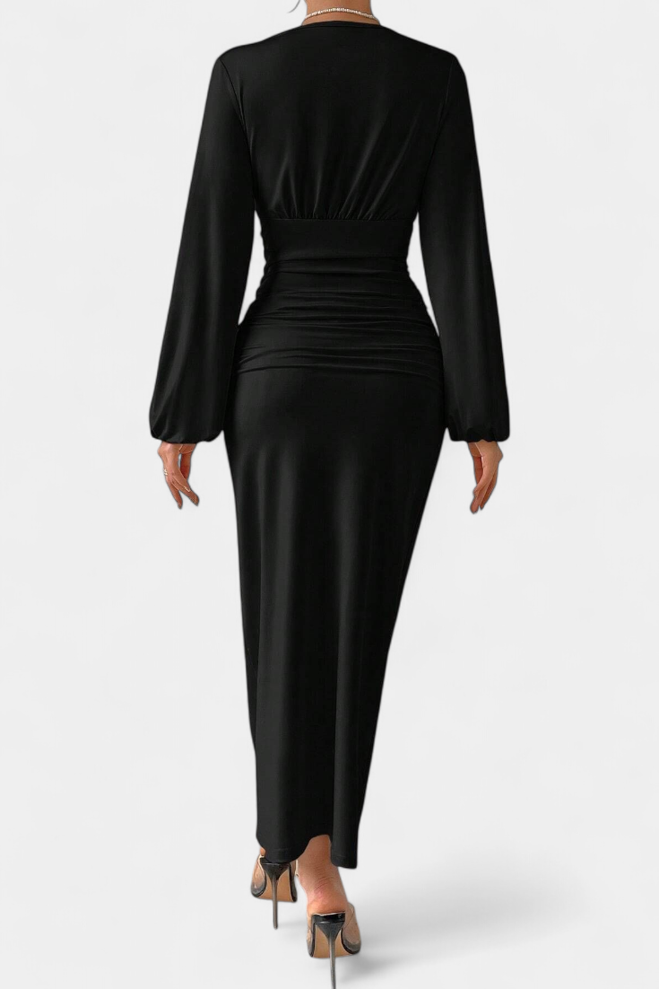 Ashlyn Robe Longue avec Imprimé Dégradé et Col en V