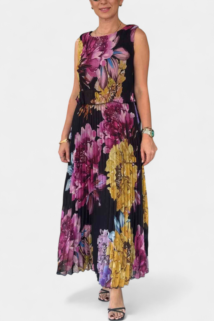 Robe Longue en Chiffon Plissé Shaya