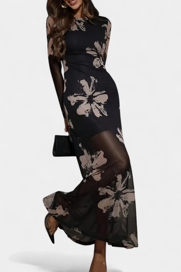 Aldona Robe Élégante de Cheville avec Imprimé Floral