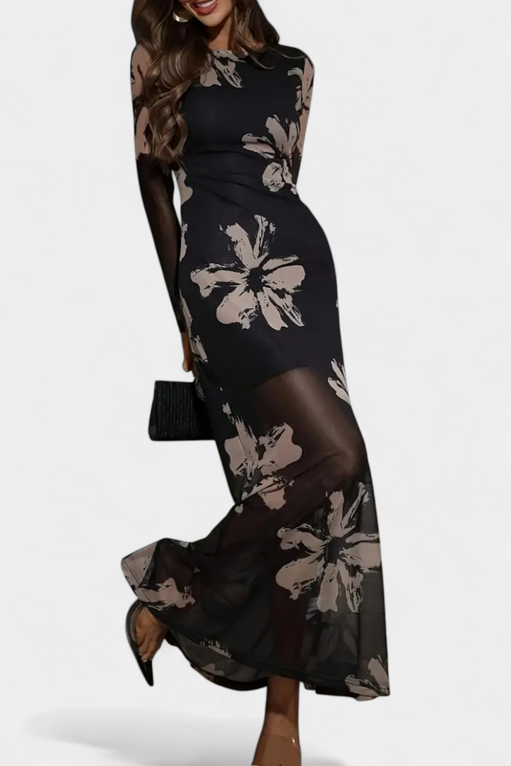 Aldona Robe Élégante de Cheville avec Imprimé Floral