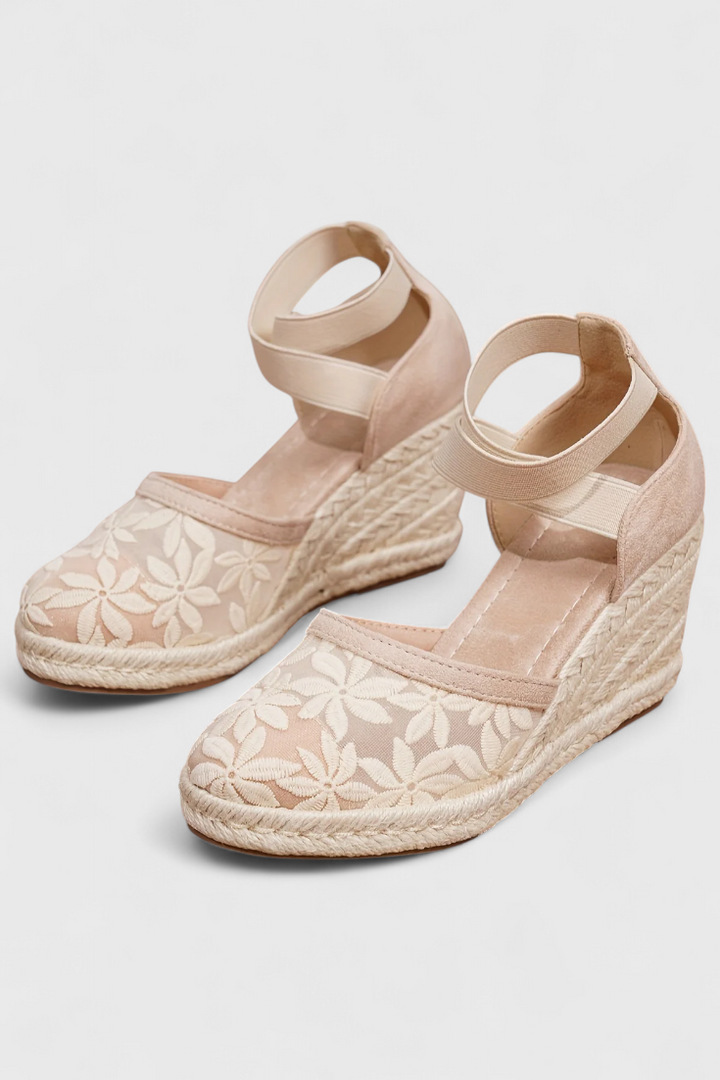 Sandales Orthopédiques Phylis avec Maille Florale et Plateforme à Talon