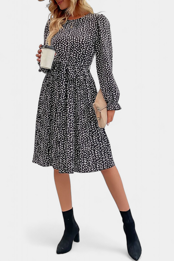 Evabeth Robe Midi Plissée Léopard