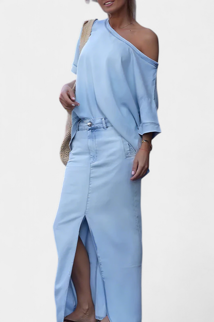 Ensemble Apolonia en Jean Asymétrique avec Ouverture Élégante