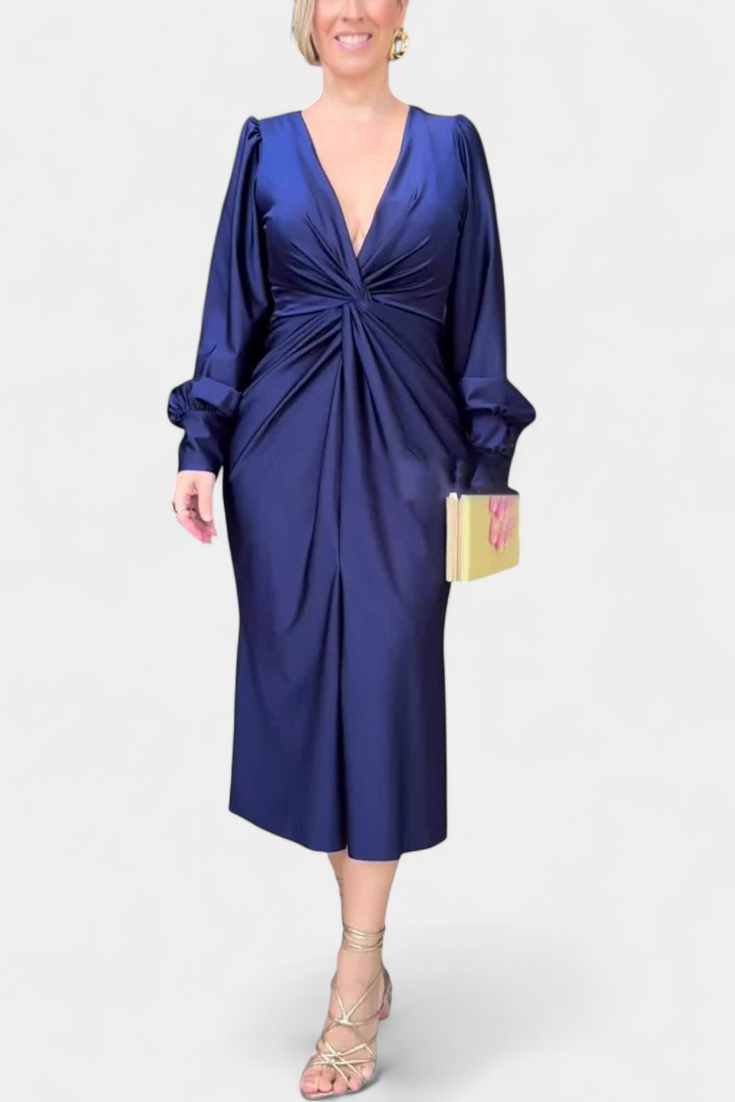 Alouette Robe Longue à Manches Longues avec Col en V