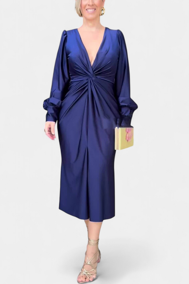 Alouette Robe Longue à Manches Longues avec Col en V