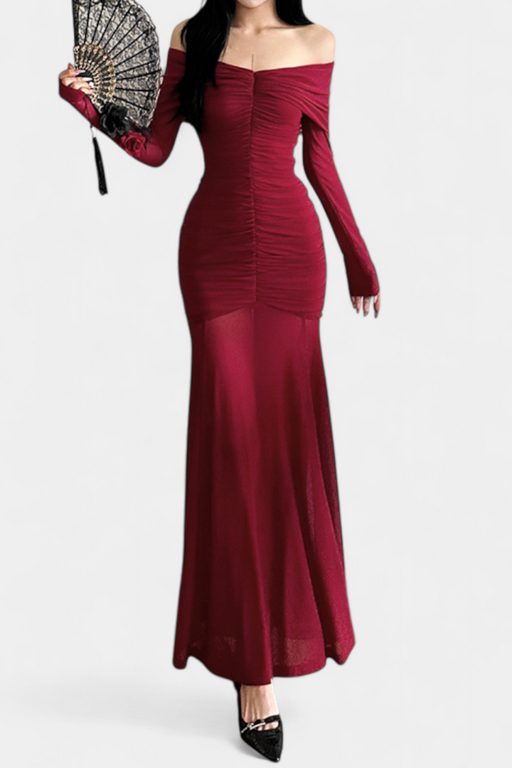 Cornella Robe Maxi Sans Manches avec Fronces Sculpturales