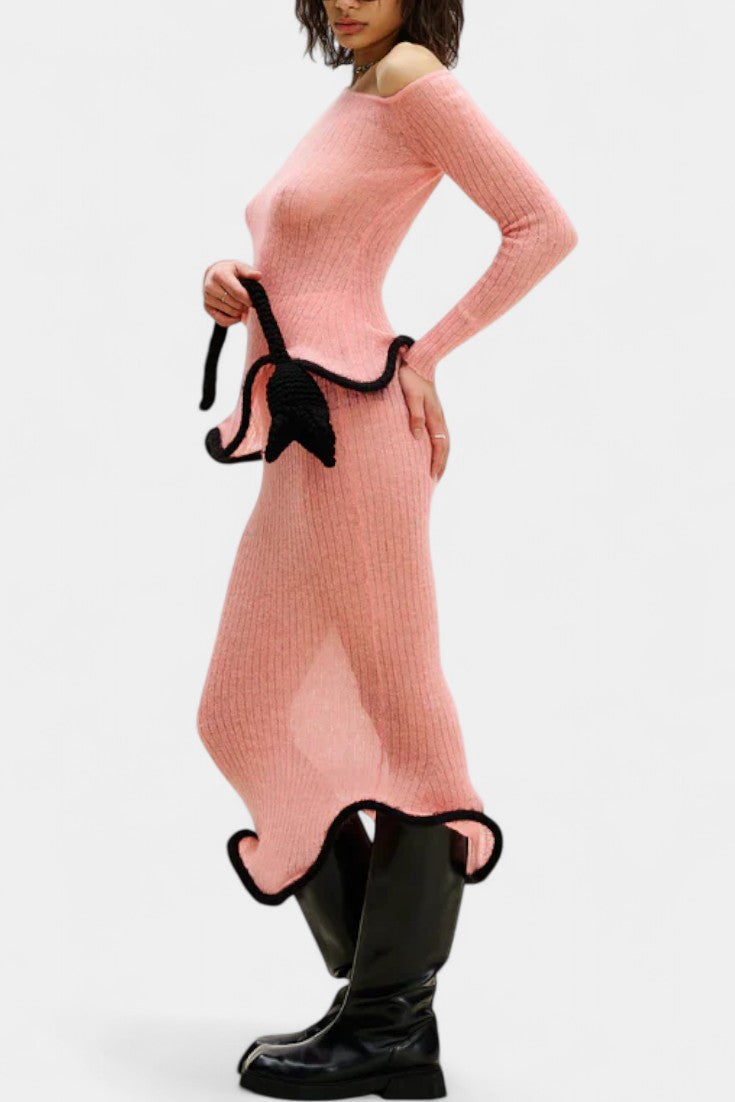 Conjunto de Jupe en Tricot avec Volants
