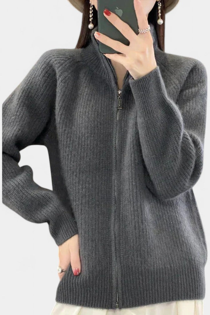 Cardigan en Maille Chelsea avec Fermeture Éclair