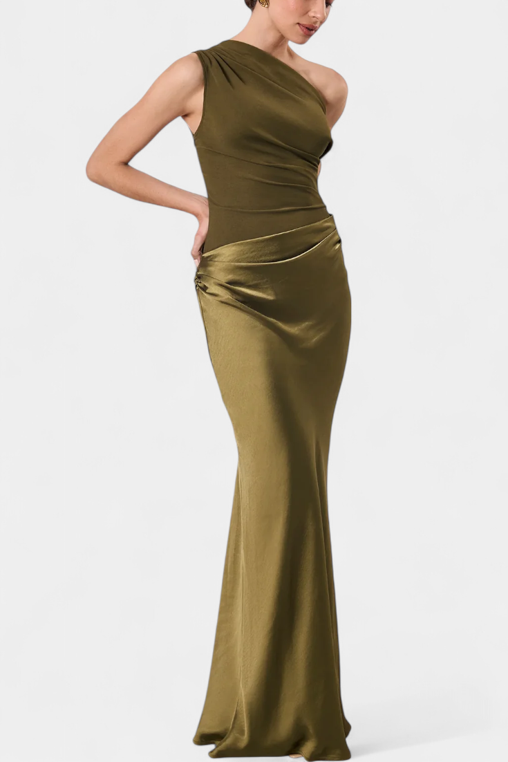 Robe de Soirée Longue Plissée Ottavia avec Décolleté Une Épaule