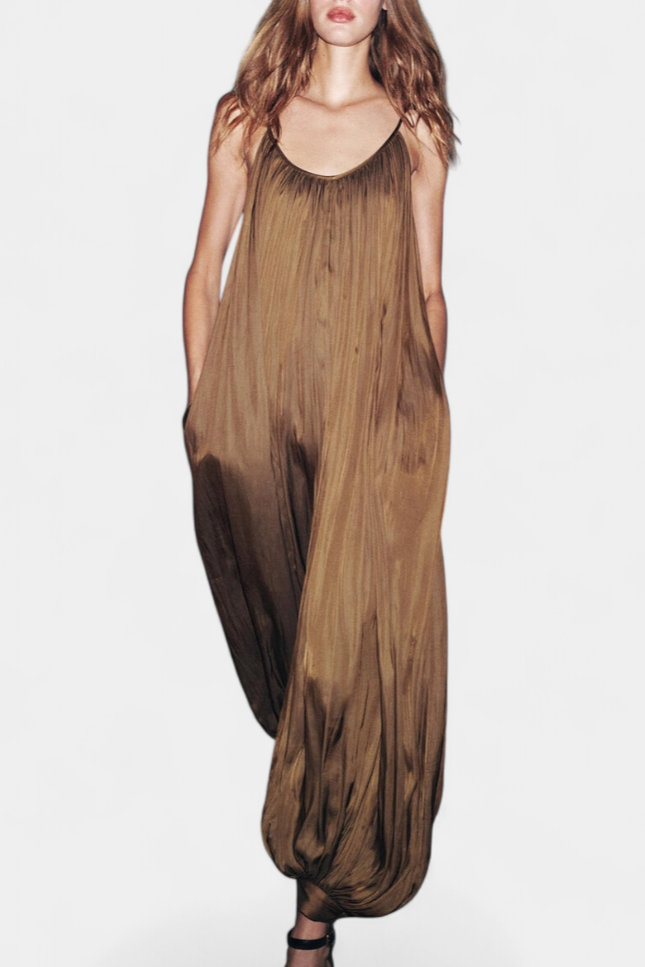 Combinaison Lucy Mono Long Plissé avec Silhouette Décontractée