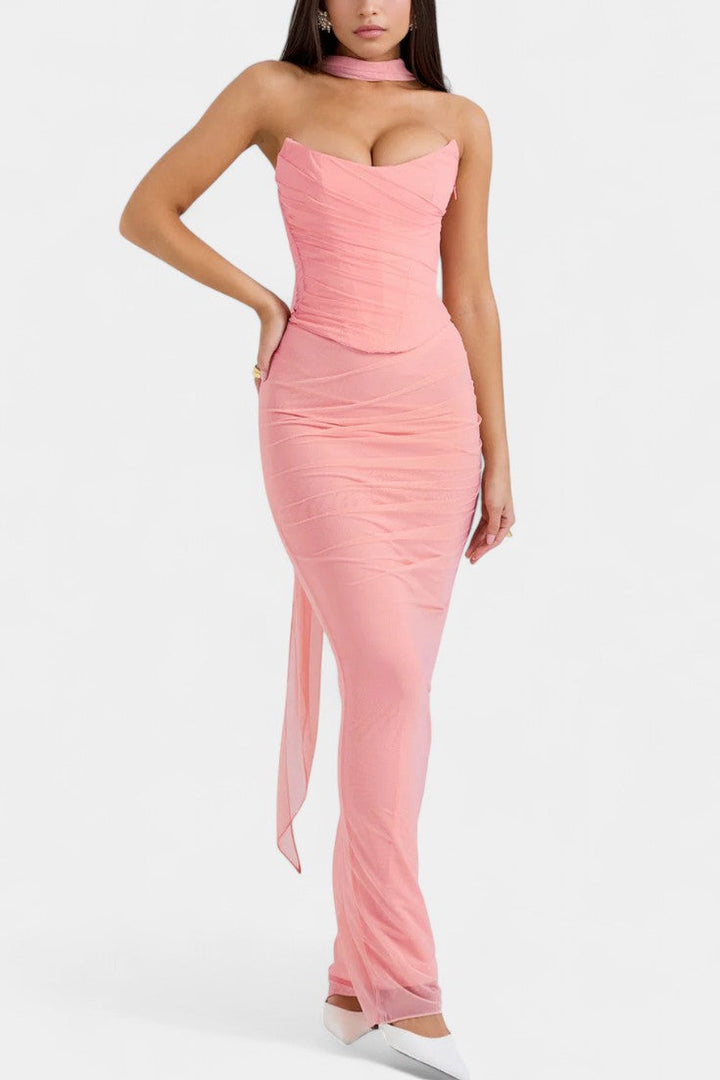 Robe Maxi en Maille Blair avec Corset Froncé