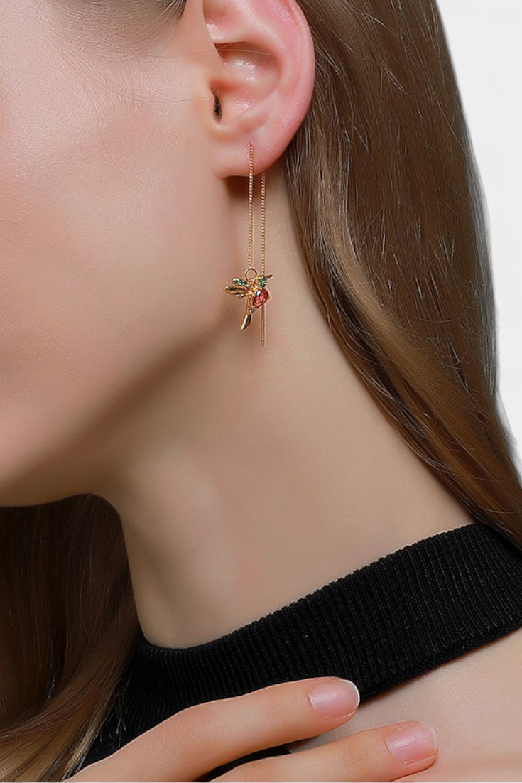 Boucles d'oreilles oiseaux en zirconium mixte