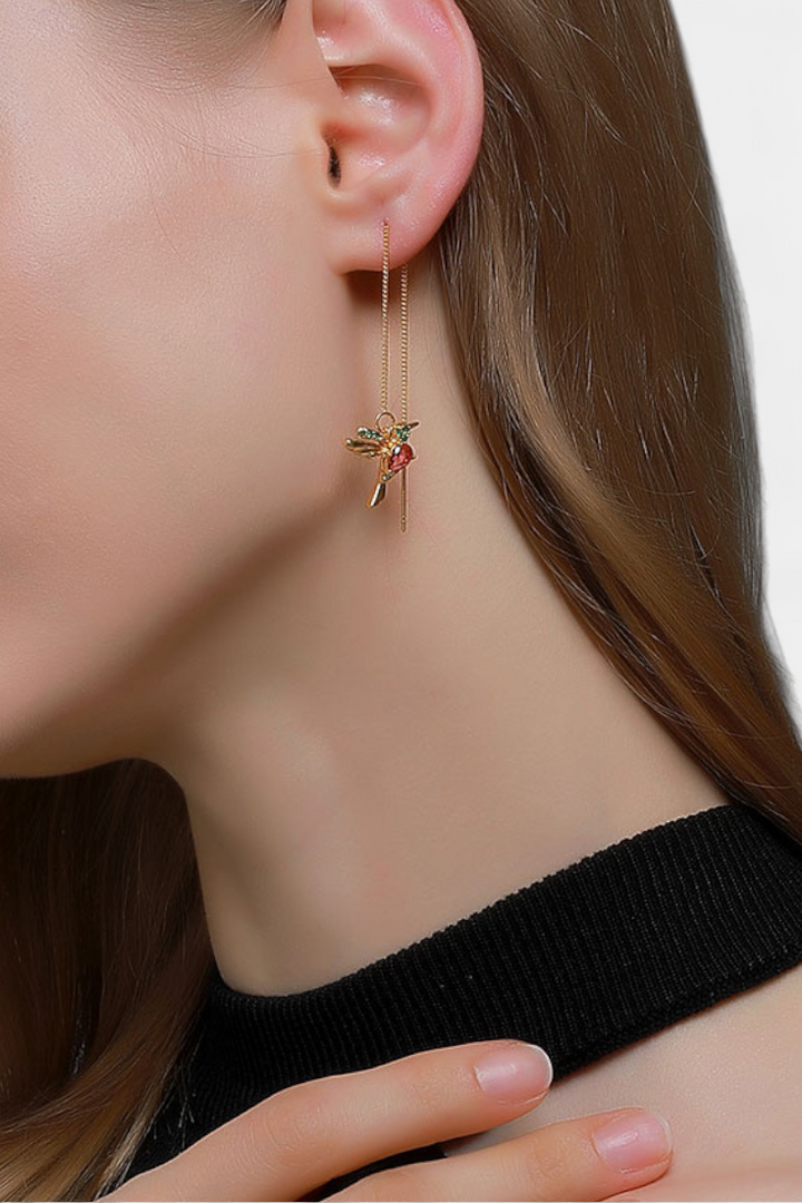 Boucles d'oreilles oiseaux en zirconium mixte