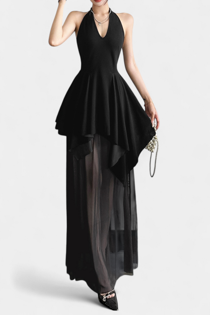Hollis Robe Longue avec Décolleté Halter et Dos Nu