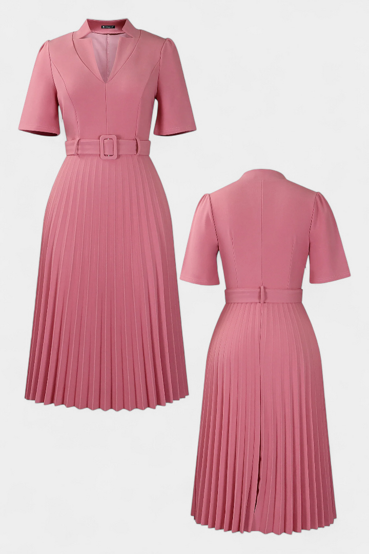 Seliora Robe Midi de Travail avec Ceinture et Plis