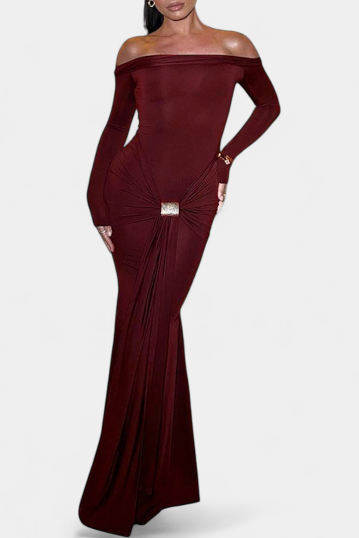Robe Croisée à Une Épaule Vesna avec Manches Longues
