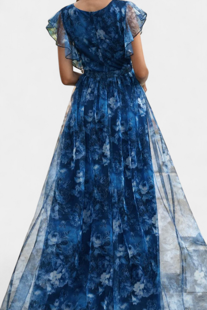 Robe Longue Aérée en Chiffon avec Imprimé Floral Mariana