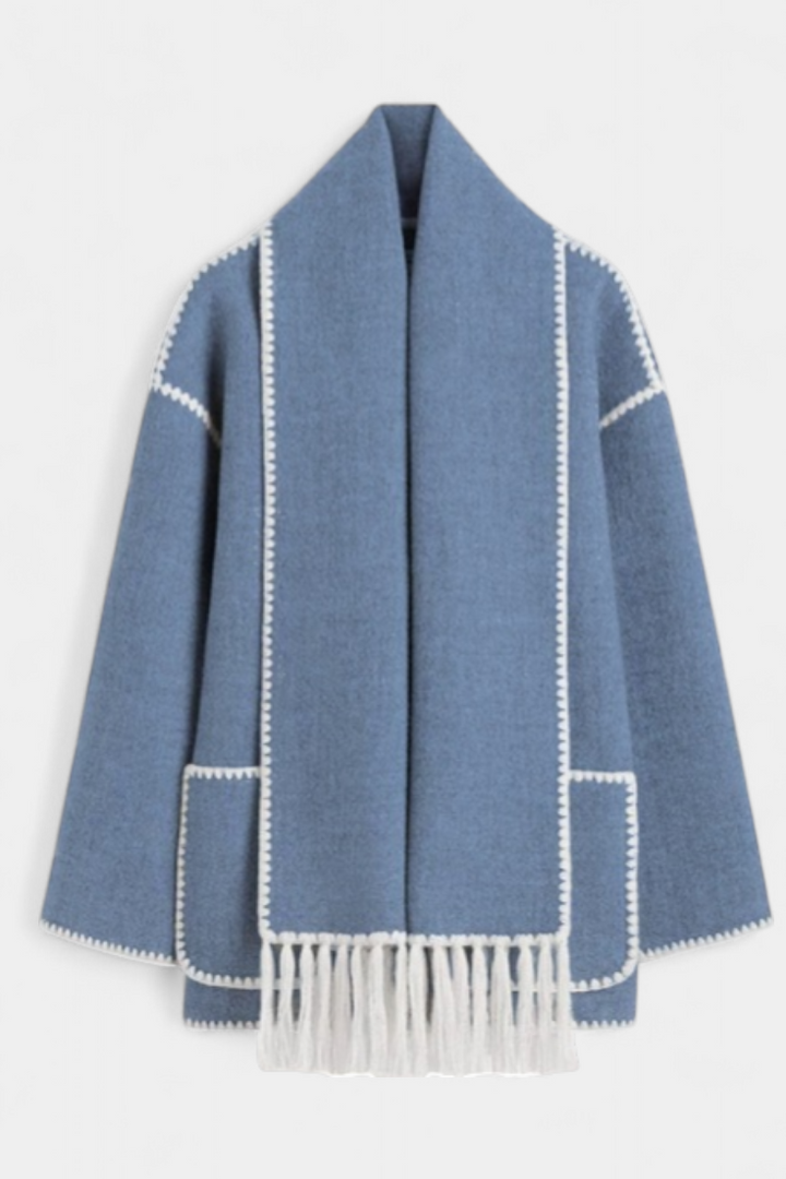 Manteau Pauline avec Écharpe à Franges Intégrée