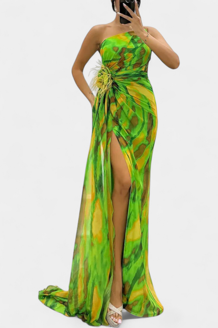 Robe Maxi Asymétrique Aylin avec Imprimé Vibrant