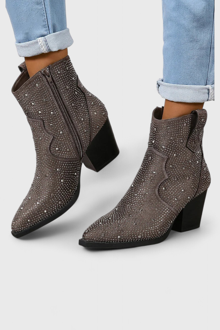 Bottes Élégantes Berenice avec Patchwork et Fermeture Éclair Latérale