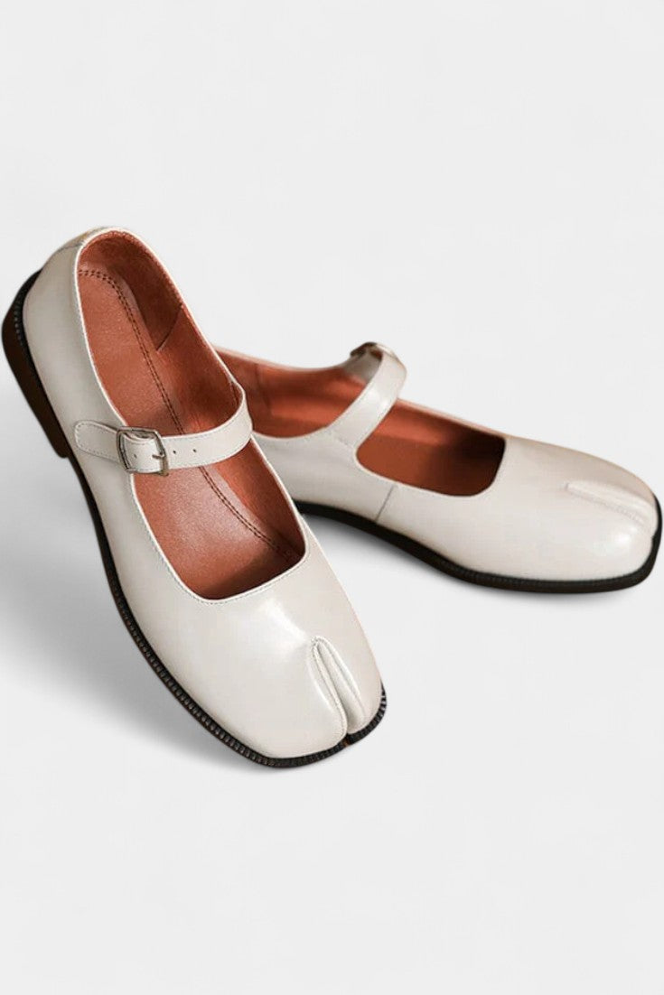 Martha Mary Janes en Cuir avec Bout Fendu