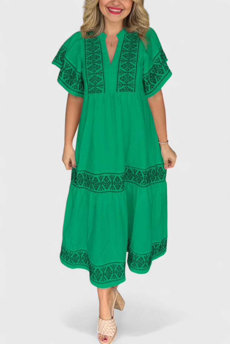 Robe Maxi Boho Allona avec Décolleté en V et Coupe Relaxée