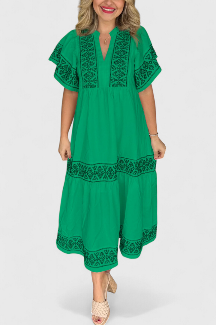 Robe Maxi Boho Allona avec Décolleté en V et Coupe Relaxée