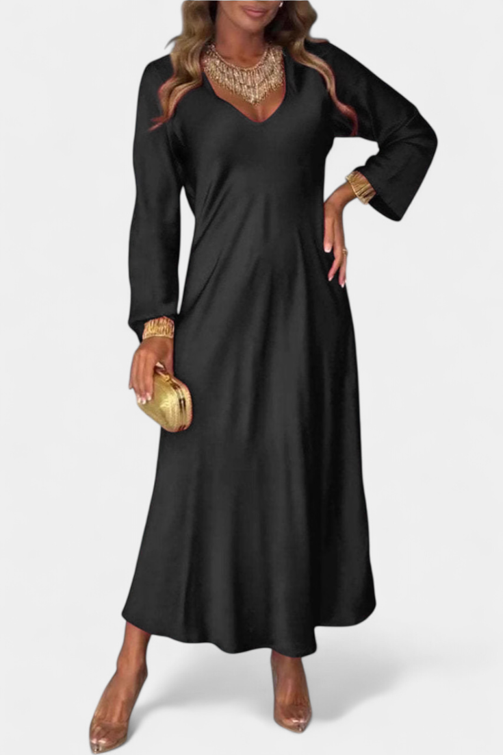 Riva Robe Fluide avec Décolleté en V et Manches Longues