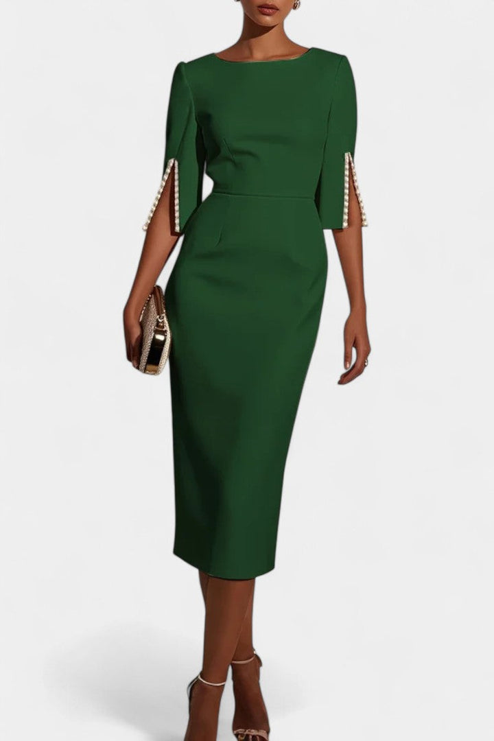 Robe Midi Reece avec Perles et Col Rond