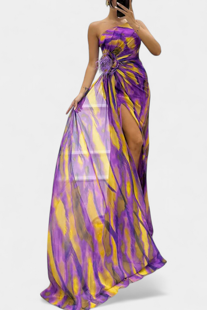 Robe Maxi Asymétrique Aylin avec Imprimé Vibrant