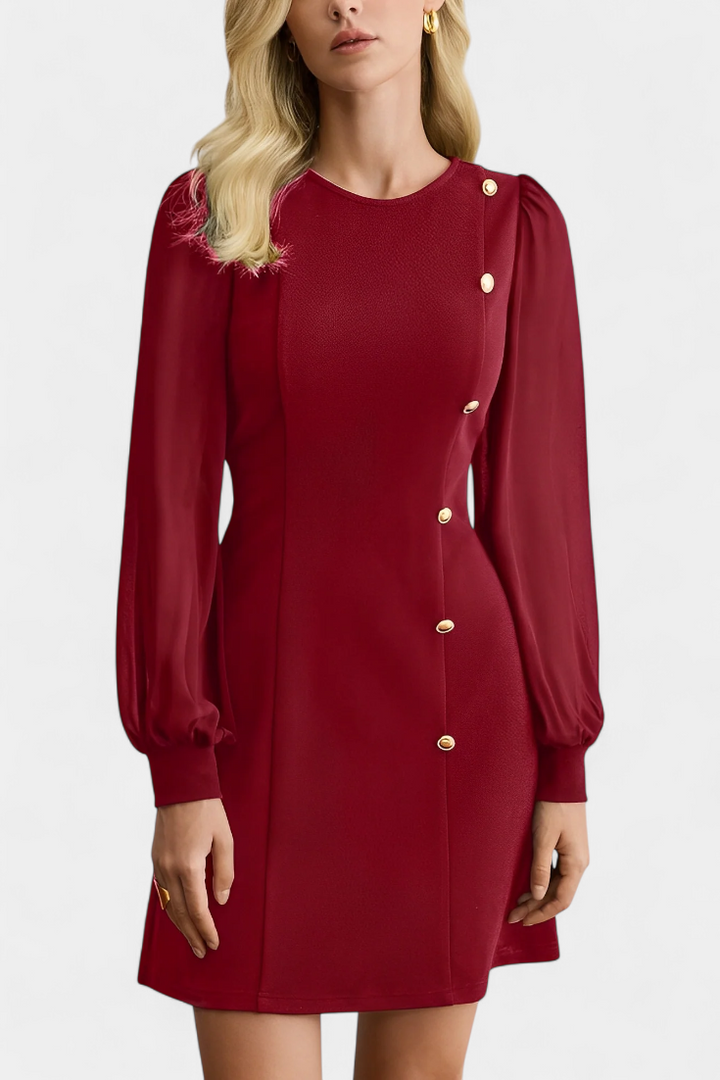 Robe A-Line Jacequeline avec Boutons et Col Rond