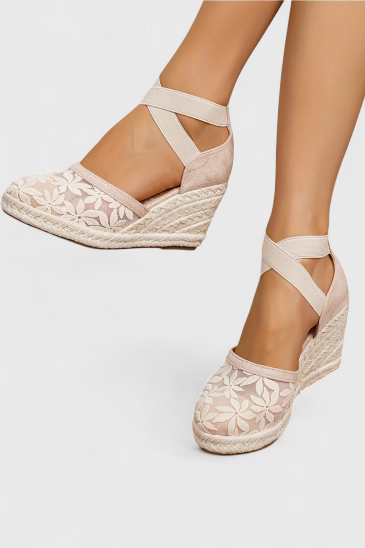 Sandales Orthopédiques Phylis avec Maille Florale et Plateforme à Talon