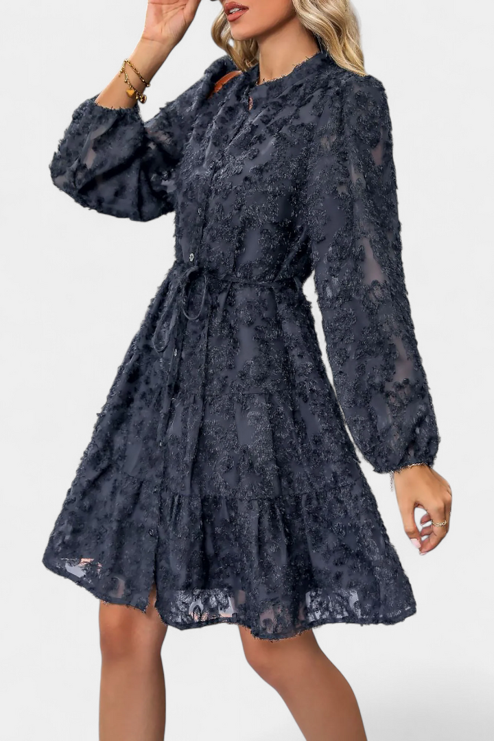 Robe Chemise Soreia à Boutons avec Manches Longues Texturées