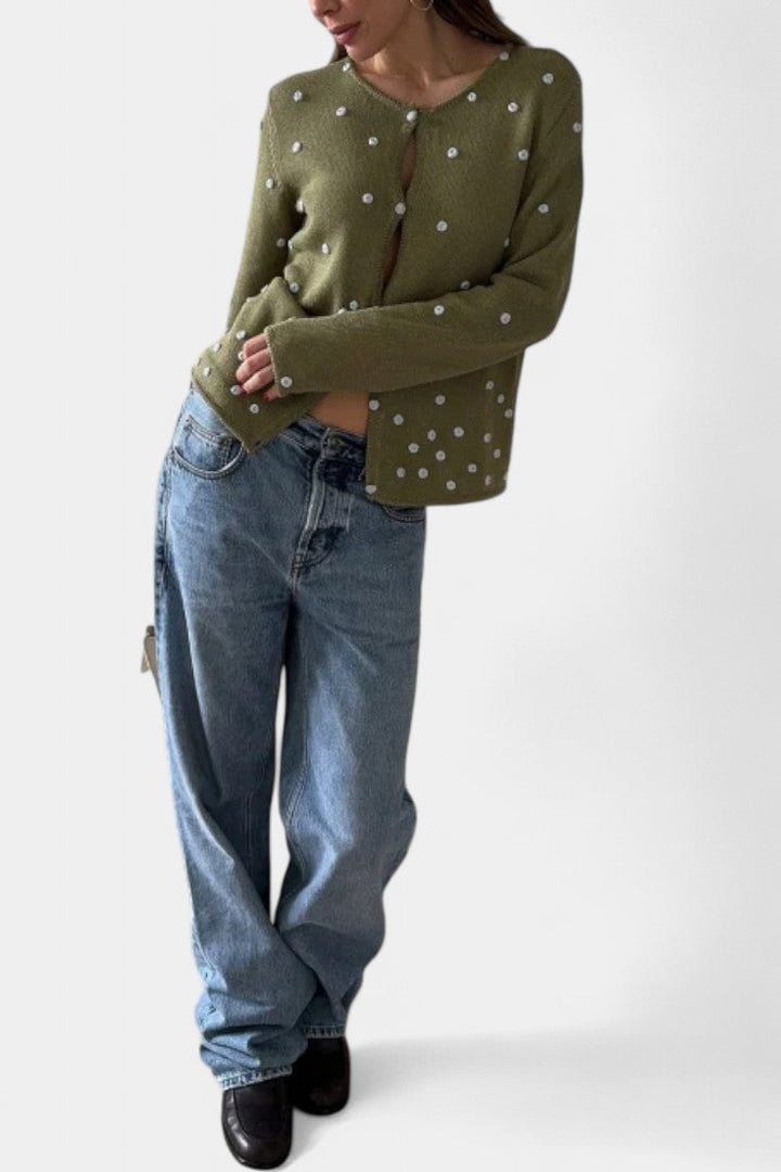Cardigan Keely Floral en Tricot 3D