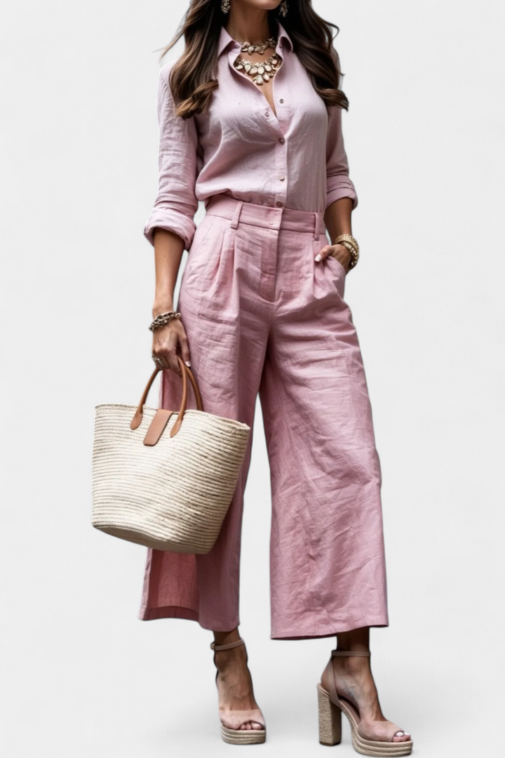 Ensemble Sabina Rose de Chemise Lâche et Pantalons Capri
