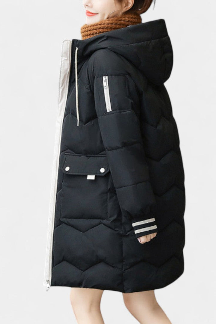 Belle Veste d'Hiver avec Fermeture Éclair et Capuche