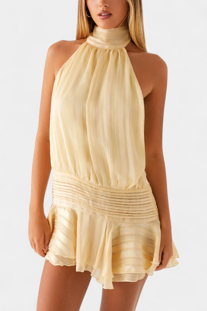 Robe Mini Azucena avec Dos Ouvert et Taille Plissée