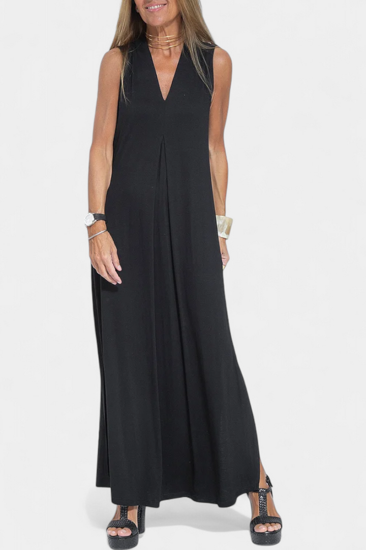 Robe Maxi Sans Manches Felisa en Couleur Unie et Silhouette Élégante