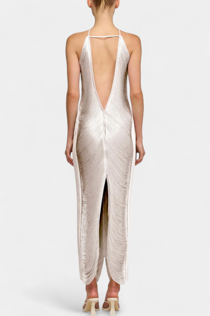 Robe Halter Jianna avec Franges Métalliques