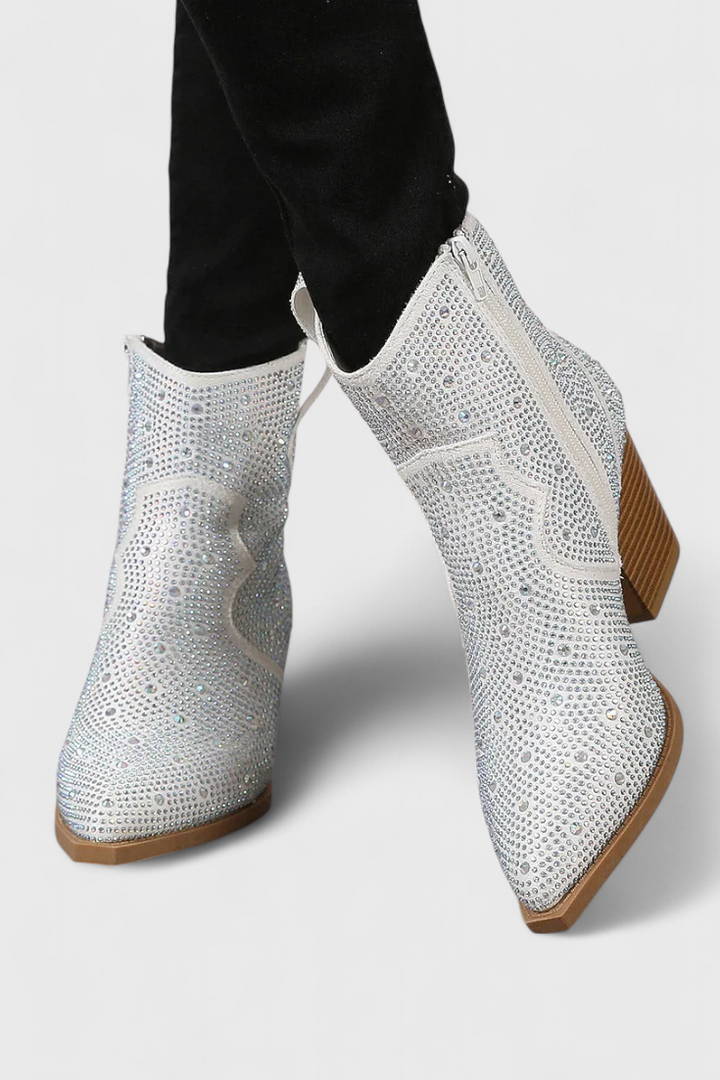 Bottes Élégantes Berenice avec Patchwork et Fermeture Éclair Latérale