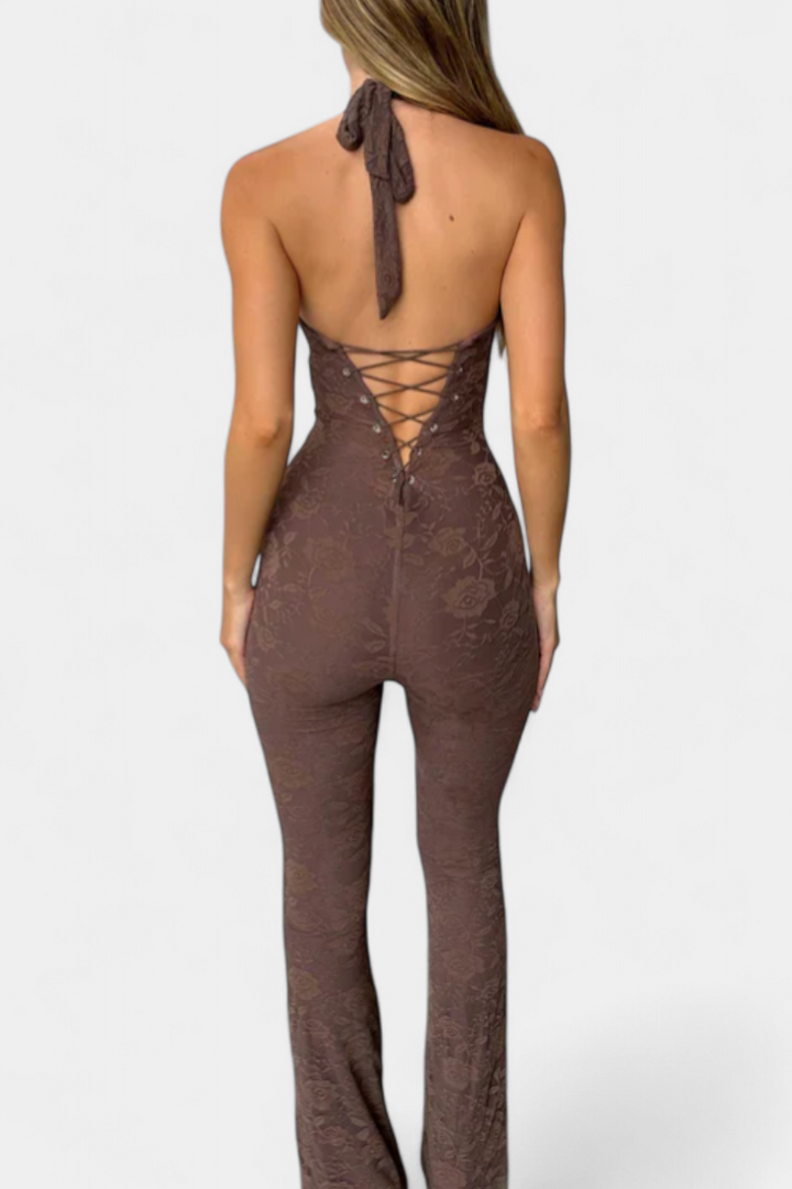 Kendra Mono Halter en Dentelle avec Dos Ajustable