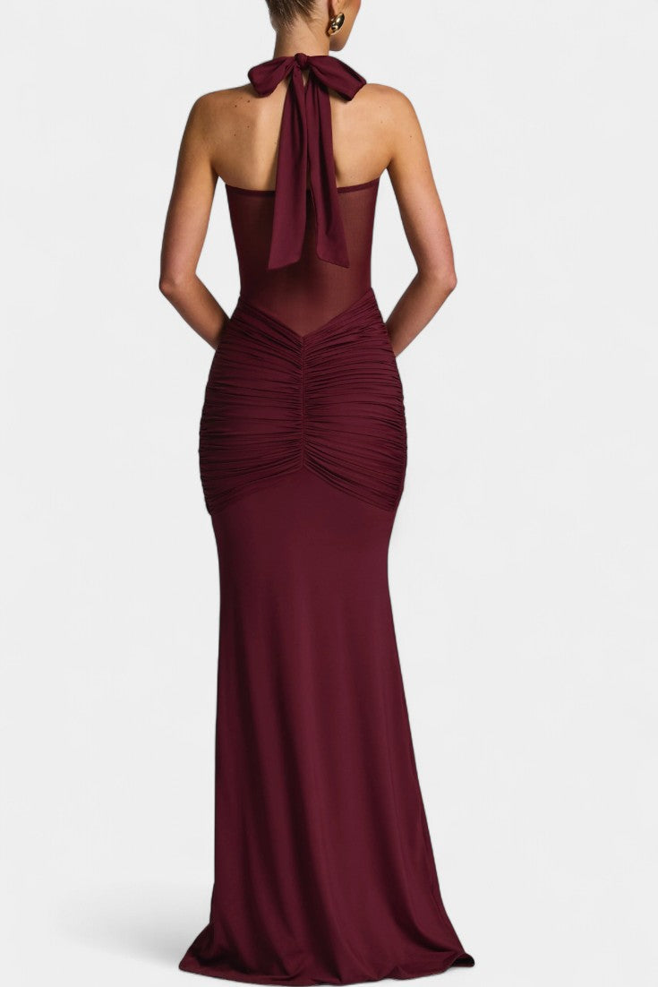 Florian Robe Maxi avec Décolleté Halter et Silhouette Sirène